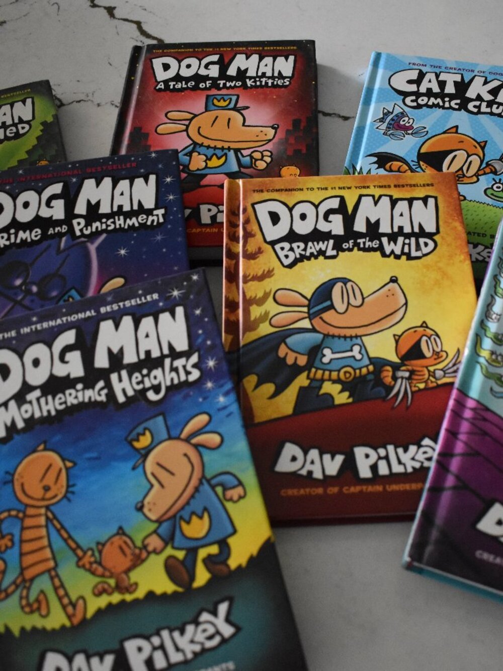 Dog Man Dav Pilkey 8 Book Hardcover Lot + Cat Kid Comic Club Kids Chapter Bundle